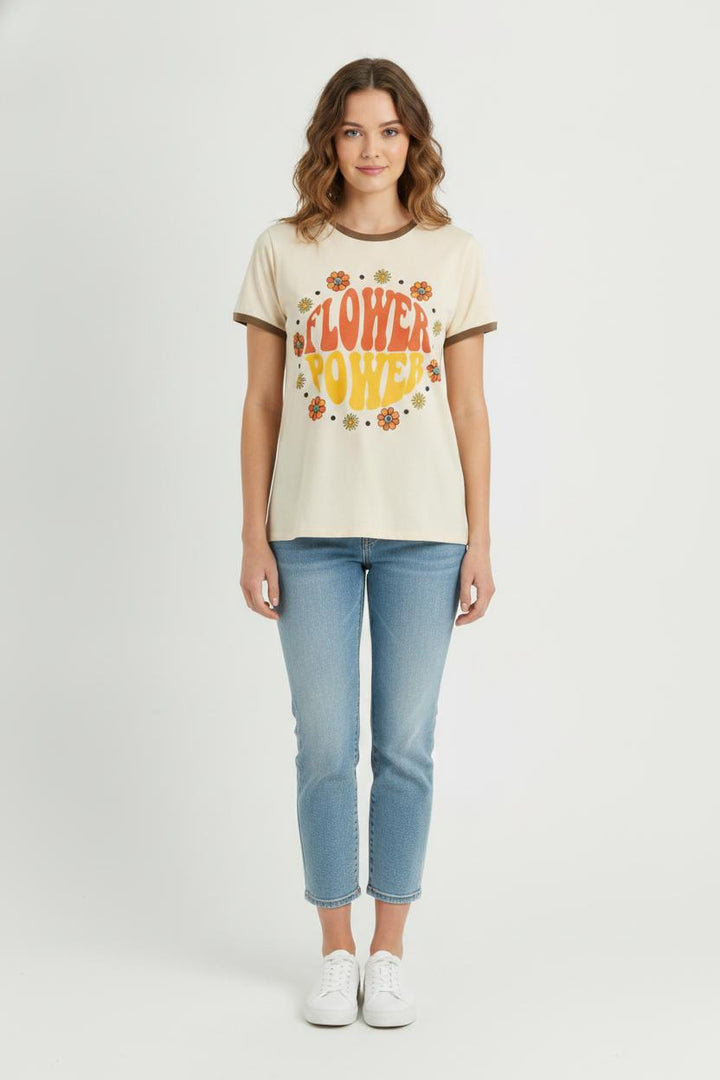 Tee-shirt Beige et Marron - Taille M/38 de la marque Wild | PARAD106847 - Vendu par Paradigme - Image 1