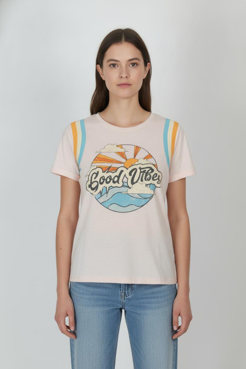 Tee-shirt Rose et Bleu - Taille M/38 de la marque Wild | PARAD106848 - Vendu par Paradigme - Image 1