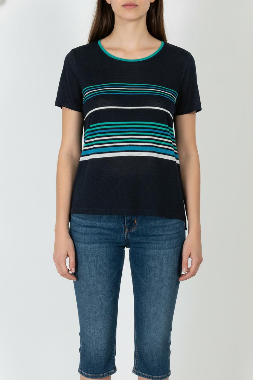Tee-shirt Rayé Bleu et Vert - Taille L/40 de la marque Gerard Darel | PARAD106852 - Vendu par Paradigme - Image 1