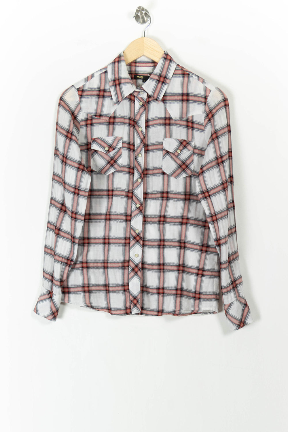 Chemise à Carreaux Blanche et Rouge - Taille S/36 de la marque Maje | PARAD106866 - Vendu par Paradigme - Image 2