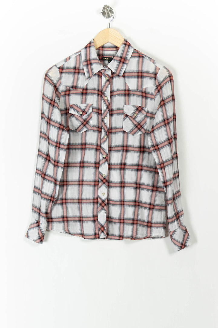 Chemise à Carreaux Blanche et Rouge - Taille S/36 de la marque Maje | PARAD106866 - Vendu par Paradigme - Image 2