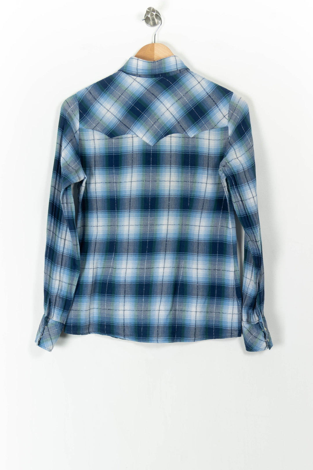 Chemise à Carreaux Bleue et Blanche - Taille S/36 de la marque Maje | PARAD106867 - Vendu par Paradigme - Image 4