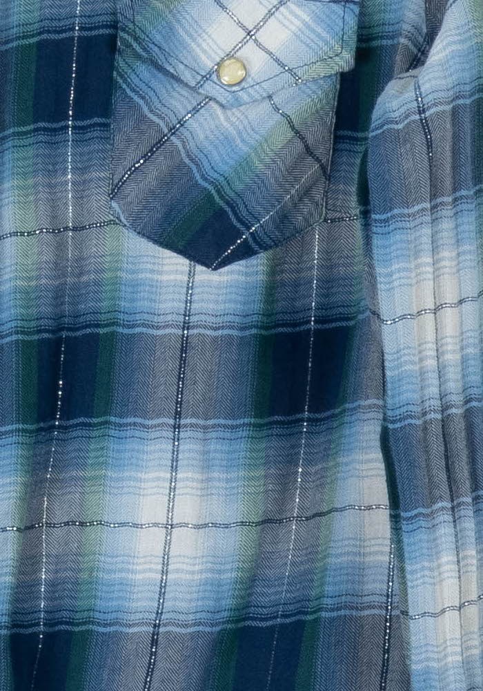 Chemise à Carreaux Bleue et Blanche - Taille S/36 de la marque Maje | PARAD106867 - Vendu par Paradigme - Image 3