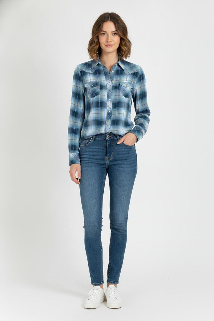 Chemise à Carreaux Bleue et Blanche - Taille S/36 de la marque Maje | PARAD106867 - Vendu par Paradigme - Image 1