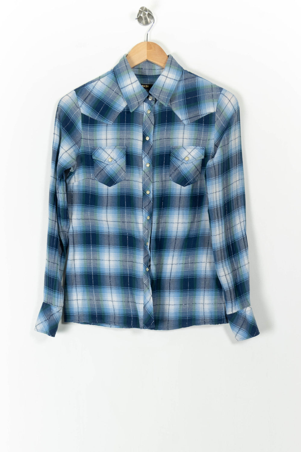 Chemise à Carreaux Bleue et Blanche - Taille S/36 de la marque Maje | PARAD106867 - Vendu par Paradigme - Image 2