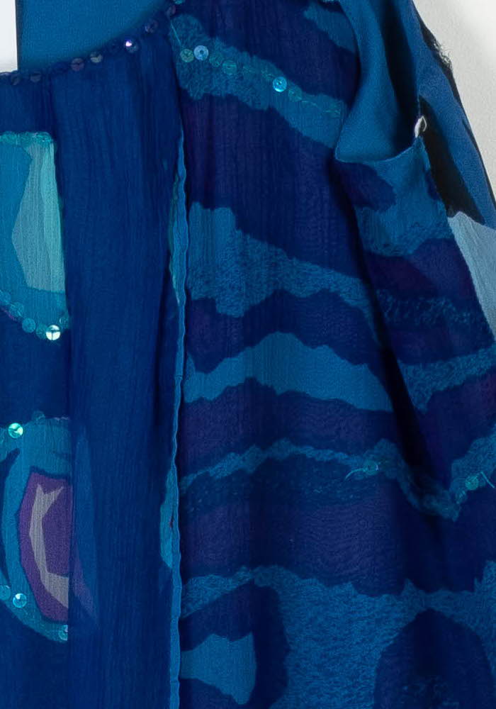 Robe Volantée Bleue - Taille S/36 de la marque Derhy | PARAD106872 - Vendu par Paradigme - Image 3