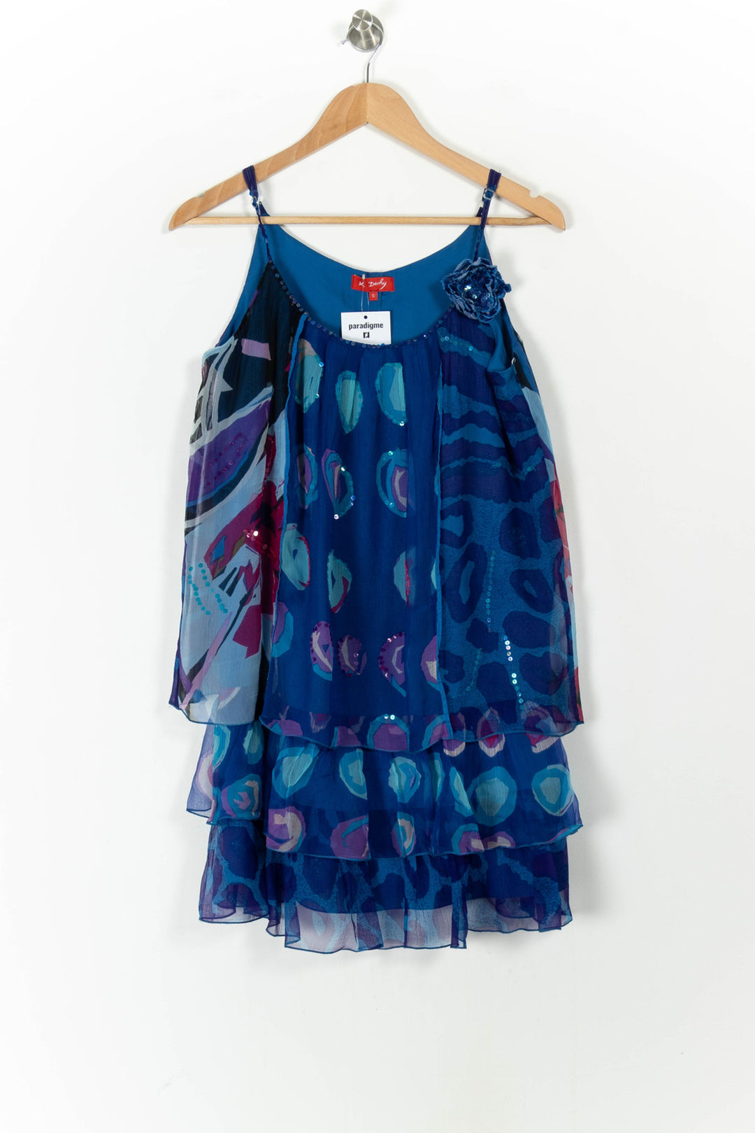 Robe Volantée Bleue - Taille S/36 de la marque Derhy | PARAD106872 - Vendu par Paradigme - Image 2