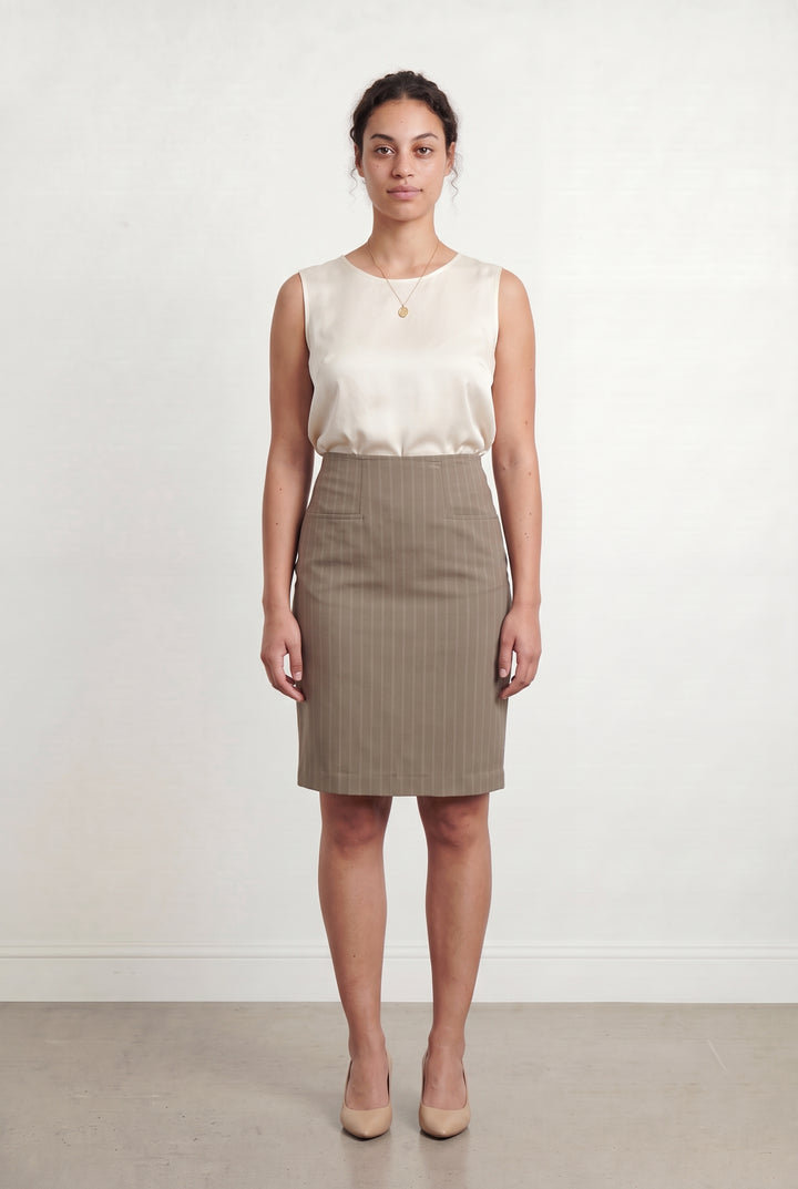 Jupe Droite Kaki - Taille L/40 de la marque Max Mara | PARAD106931 - Vendu par Paradigme - Image 1