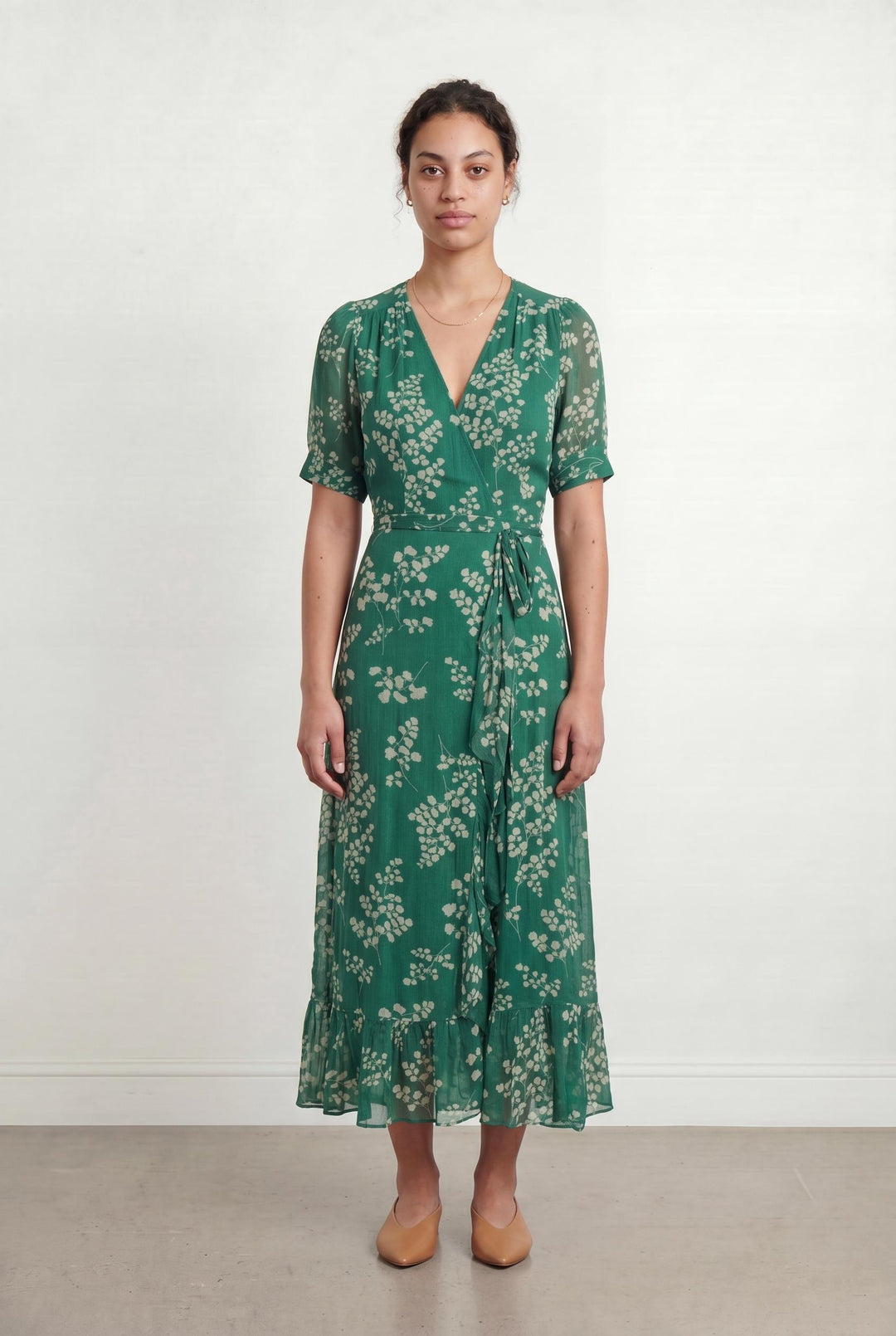Robe portefeuille verte et blanche - Taille L/40 de la marque Petite Mendigote | PARAD106937 - Vendu par Paradigme - Image 1