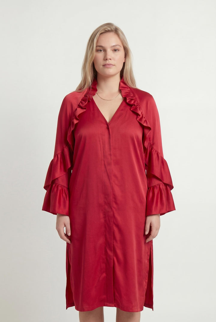 Veste Longue Rouge - Taille XL/42 de la marque Indies | PARAD106958 - Vendu par Paradigme - Image 1