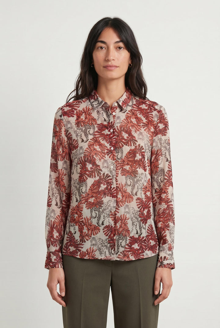 Chemise Bordeaux et Blanche - Taille M/38 de la marque IKKS | PARAD106961 - Vendu par Paradigme - Image 1
