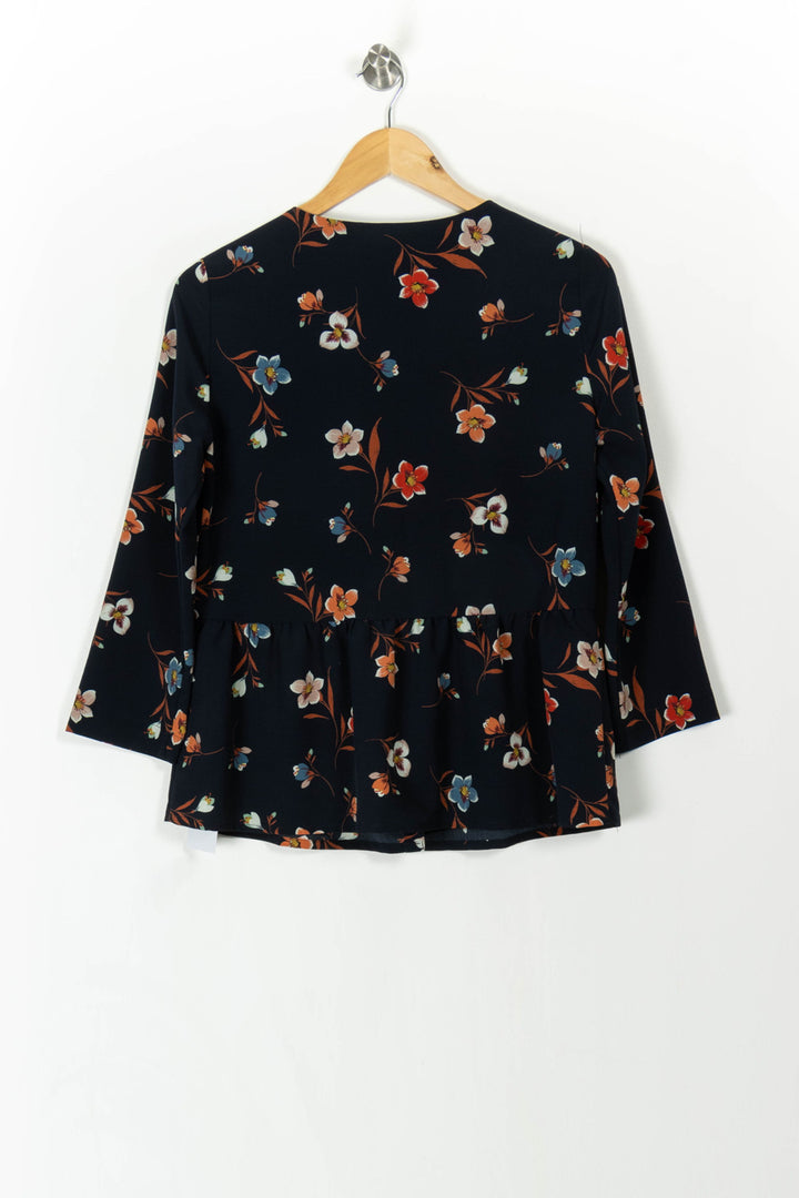 Blouse Fleurie Bleu et Orange - Taille M/38 de la marque I.Code | PARAD106972 - Vendu par Paradigme - Image 4