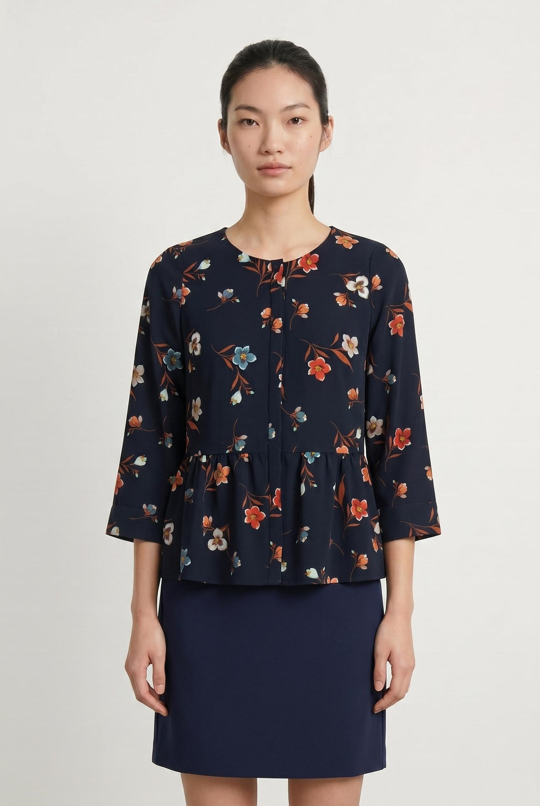 Blouse Fleurie Bleu et Orange - Taille M/38 de la marque I.Code | PARAD106972 - Vendu par Paradigme - Image 1
