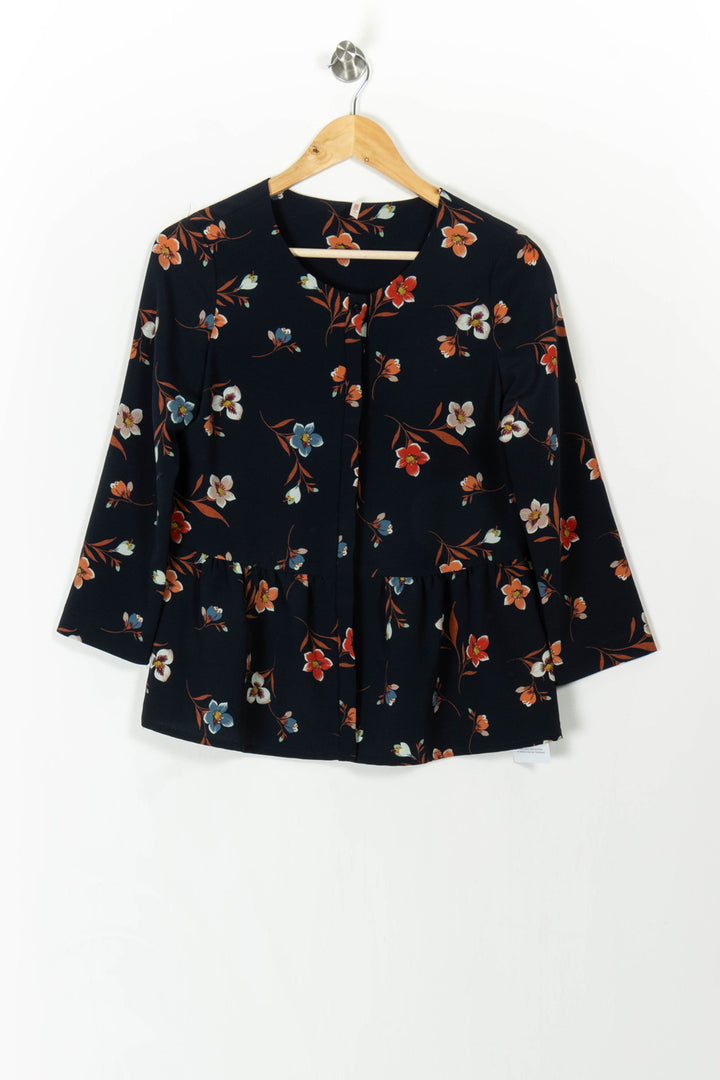 Blouse Fleurie Bleu et Orange - Taille M/38 de la marque I.Code | PARAD106972 - Vendu par Paradigme - Image 2