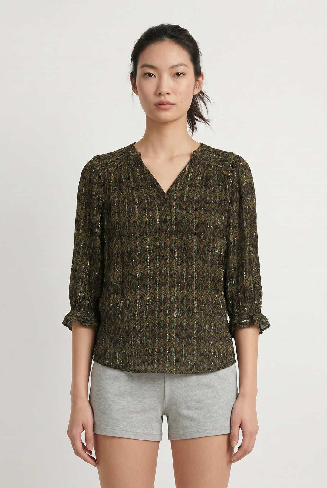 Blouse Verte et Noire - Taille S/36 de la marque Maison 123 | PARAD106983 - Vendu par Paradigme - Image 1