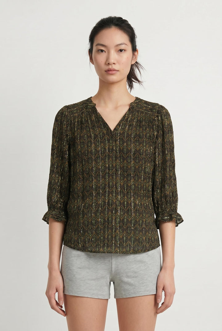 Blouse Verte et Noire - Taille S/36 de la marque Maison 123 | PARAD106983 - Vendu par Paradigme - Image 1