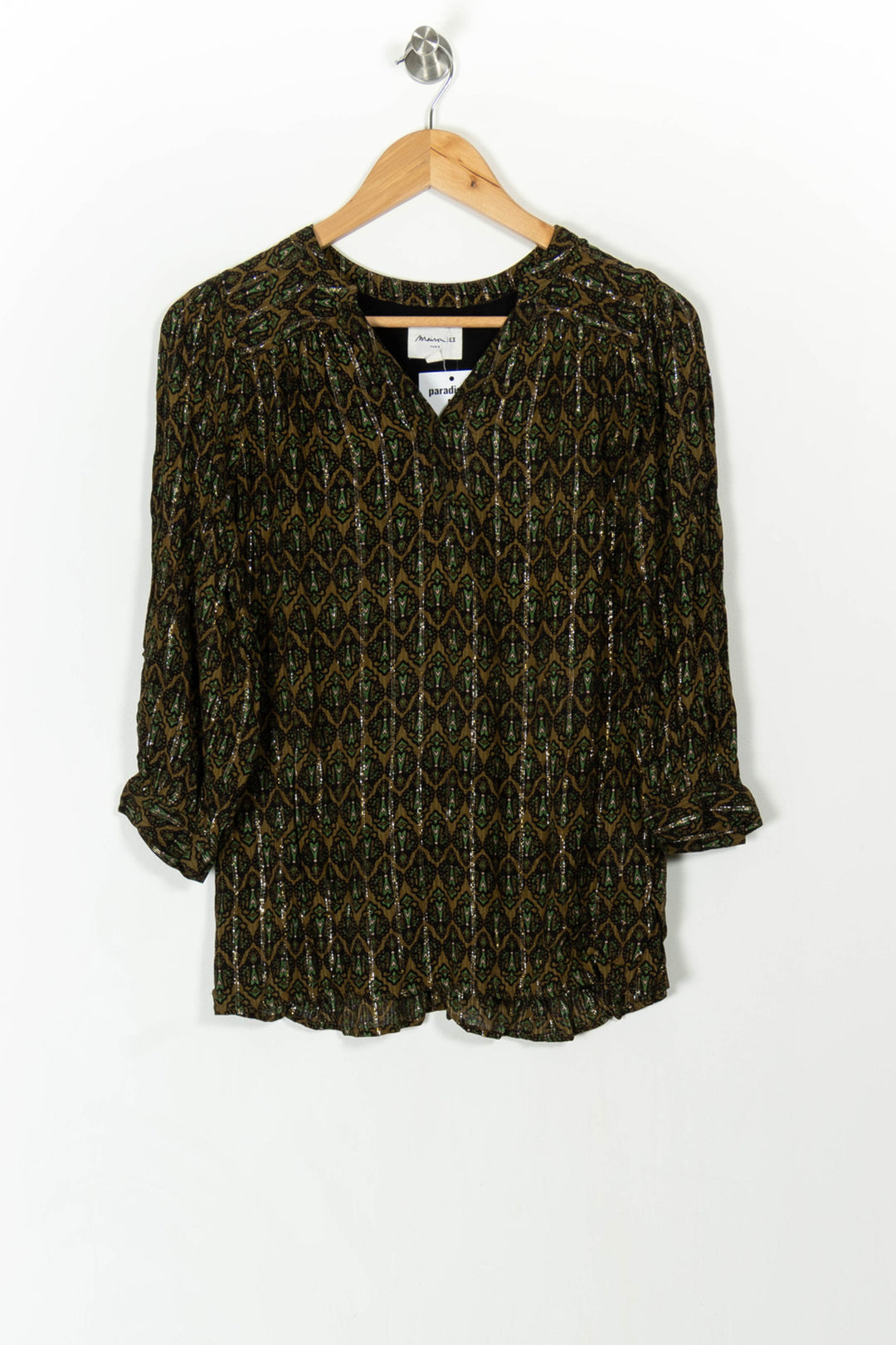 Blouse Verte et Noire - Taille S/36 de la marque Maison 123 | PARAD106983 - Vendu par Paradigme - Image 2