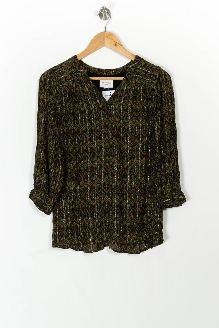 Blouse Verte et Noire - Taille S/36 de la marque Maison 123 | PARAD106983 - Vendu par Paradigme - Image 2