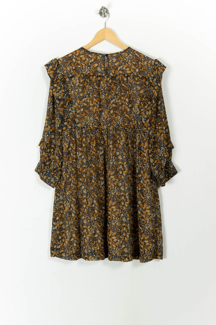 Robe Fleurie Marron et Jaune - Taille S/36 de la marque ba&sh | PARAD106986 - Vendu par Paradigme - Image 4