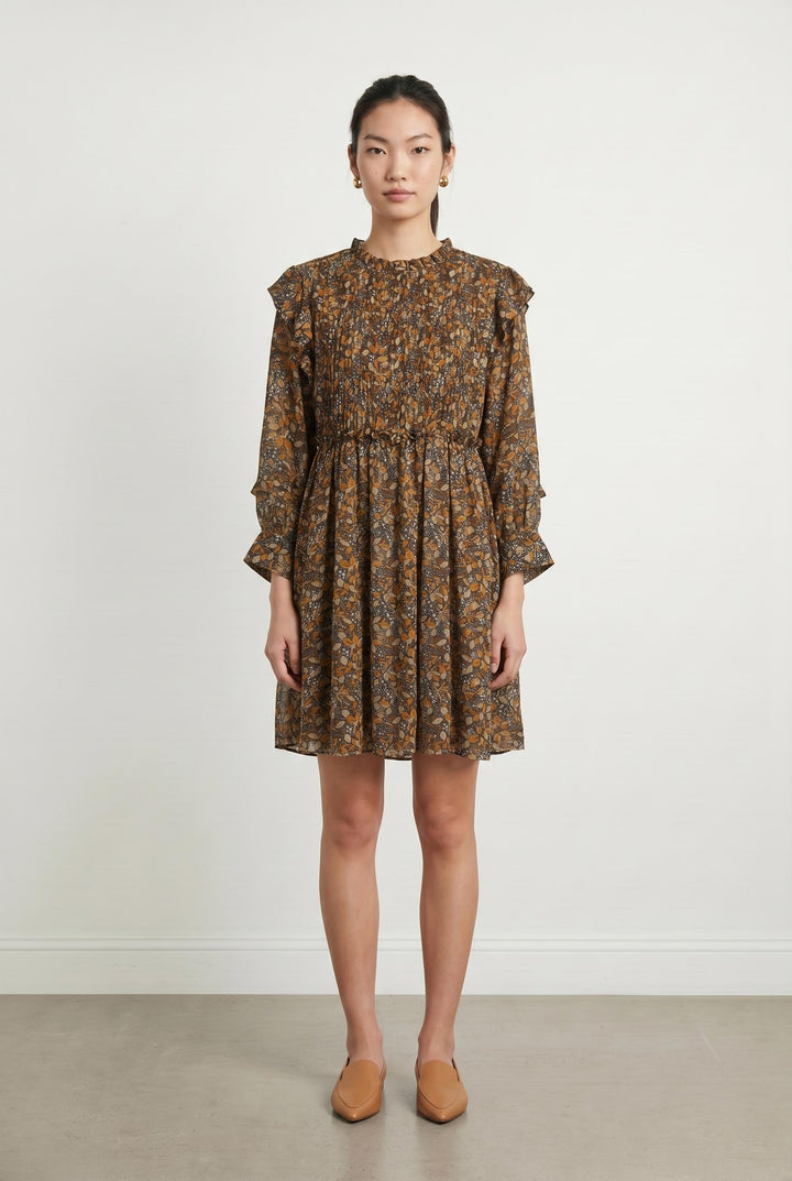 Robe Fleurie Marron et Jaune - Taille S/36 de la marque ba&sh | PARAD106986 - Vendu par Paradigme - Image 1