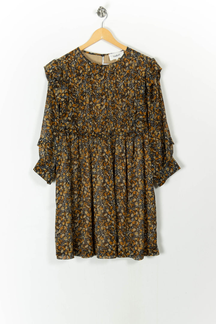 Robe Fleurie Marron et Jaune - Taille S/36 de la marque ba&sh | PARAD106986 - Vendu par Paradigme - Image 2