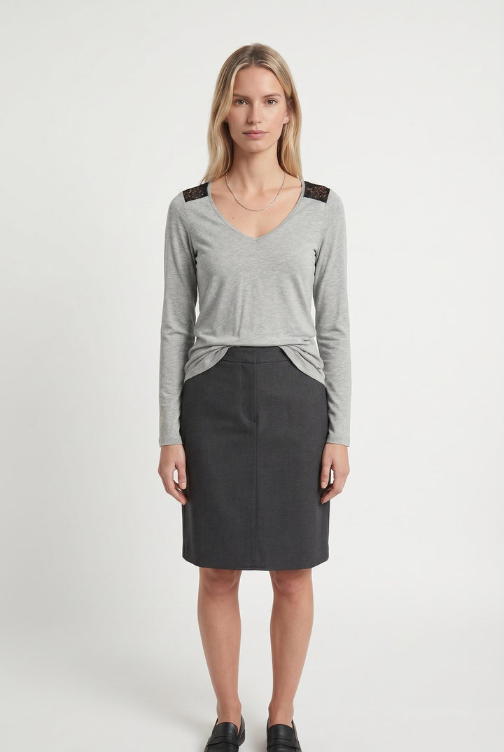 Tee-shirt gris et noir - Taille M/38 de la marque IKKS | PARAD106988 - Vendu par Paradigme - Image 1