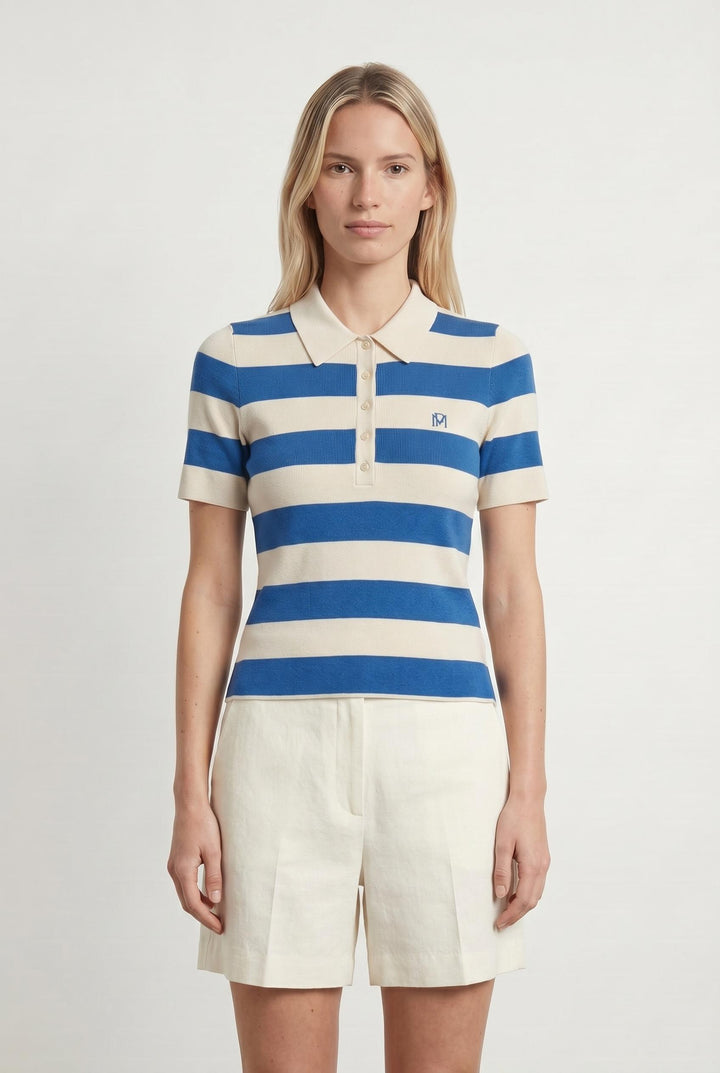Polo Rayé Bleu et Beige - Taille S/36 de la marque Petite Mendigote | PARAD107014 - Vendu par Paradigme - Image 1