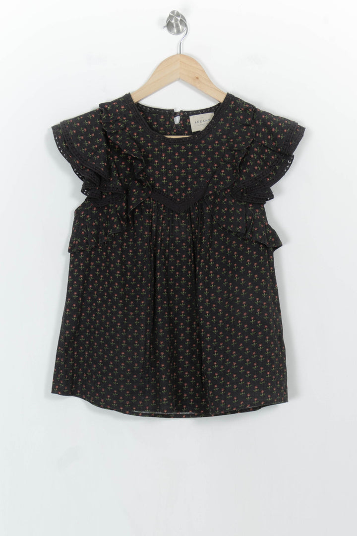 Blouse Noire à Motifs - Taille XS/34 de la marque Sézane | PARAD107018 - Vendu par Paradigme - Image 2