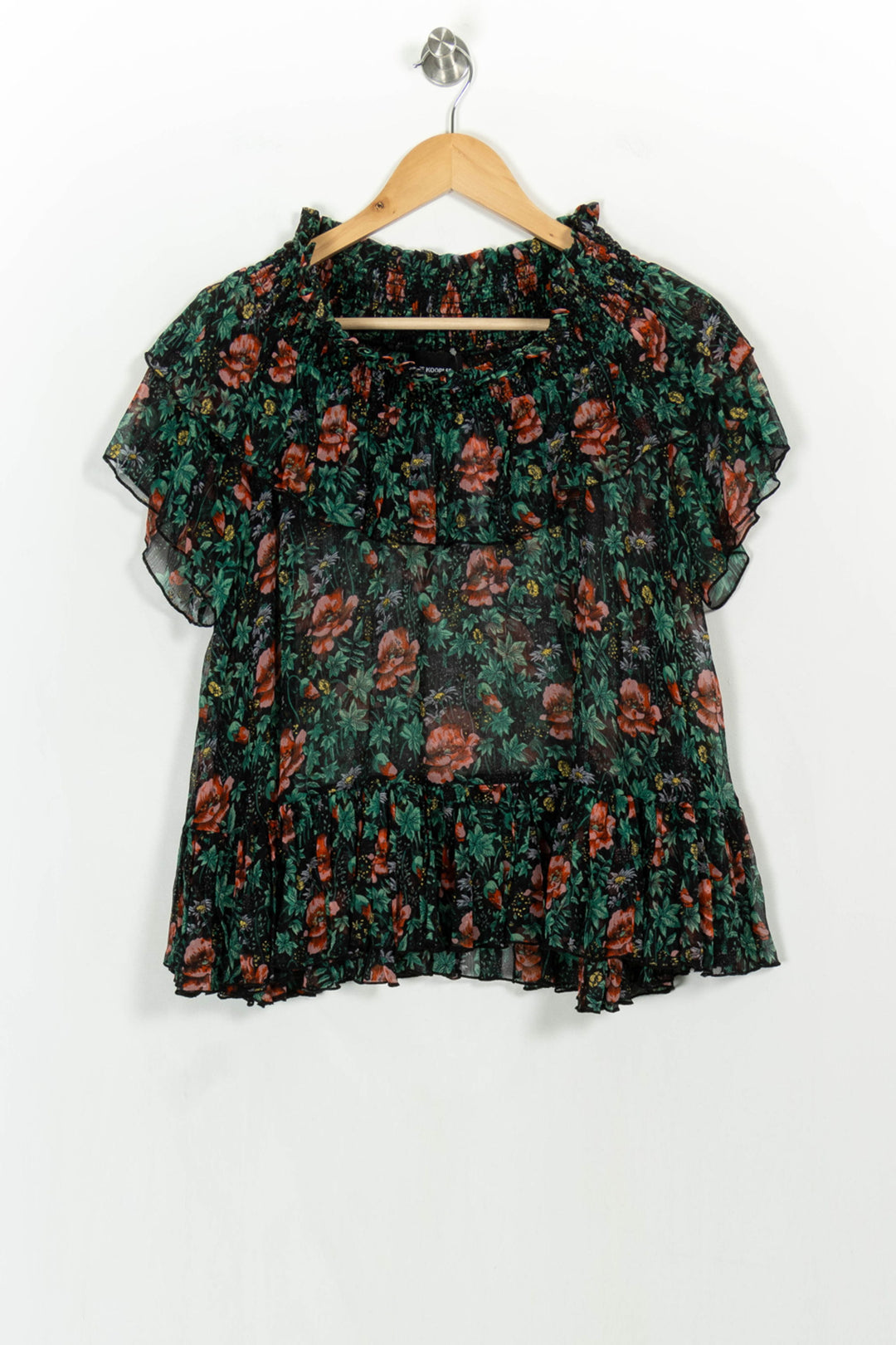 Blouse Fleurie Verte et Rouge - Taille M/38 de la marque The Kooples | PARAD107019 - Vendu par Paradigme - Image 2