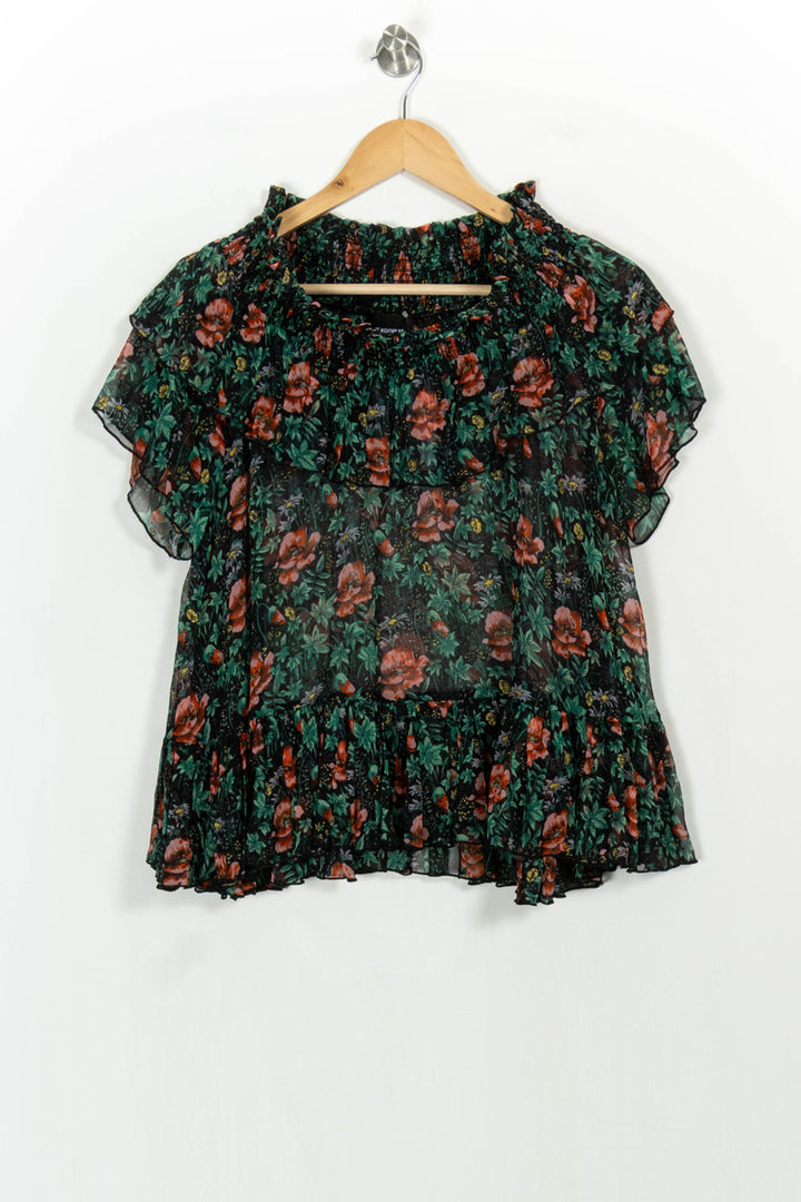 Blouse Fleurie Verte et Rouge - Taille M/38 de la marque The Kooples | PARAD107019 - Vendu par Paradigme - Image 2
