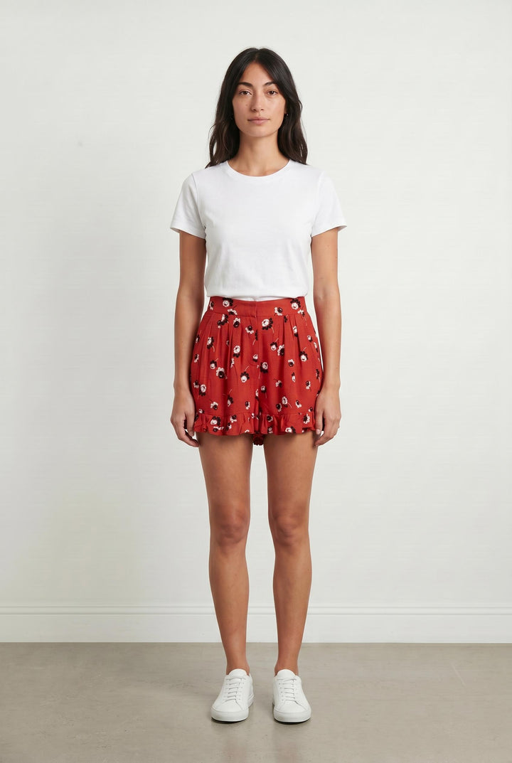 Short Fleuri Rouge et Noir - Taille M/38 de la marque Maje | PARAD107059 - Vendu par Paradigme - Image 1
