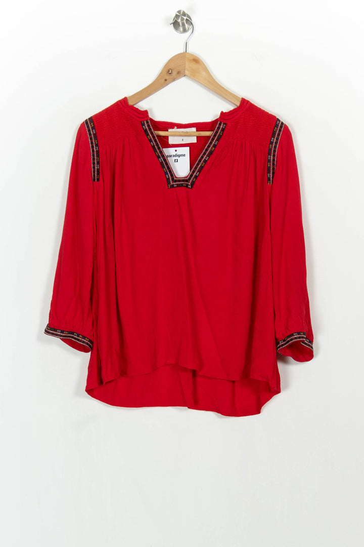 Blouse Rouge - Taille M/38 de la marque ba&sh | PARAD107075 - Vendu par Paradigme - Image 2