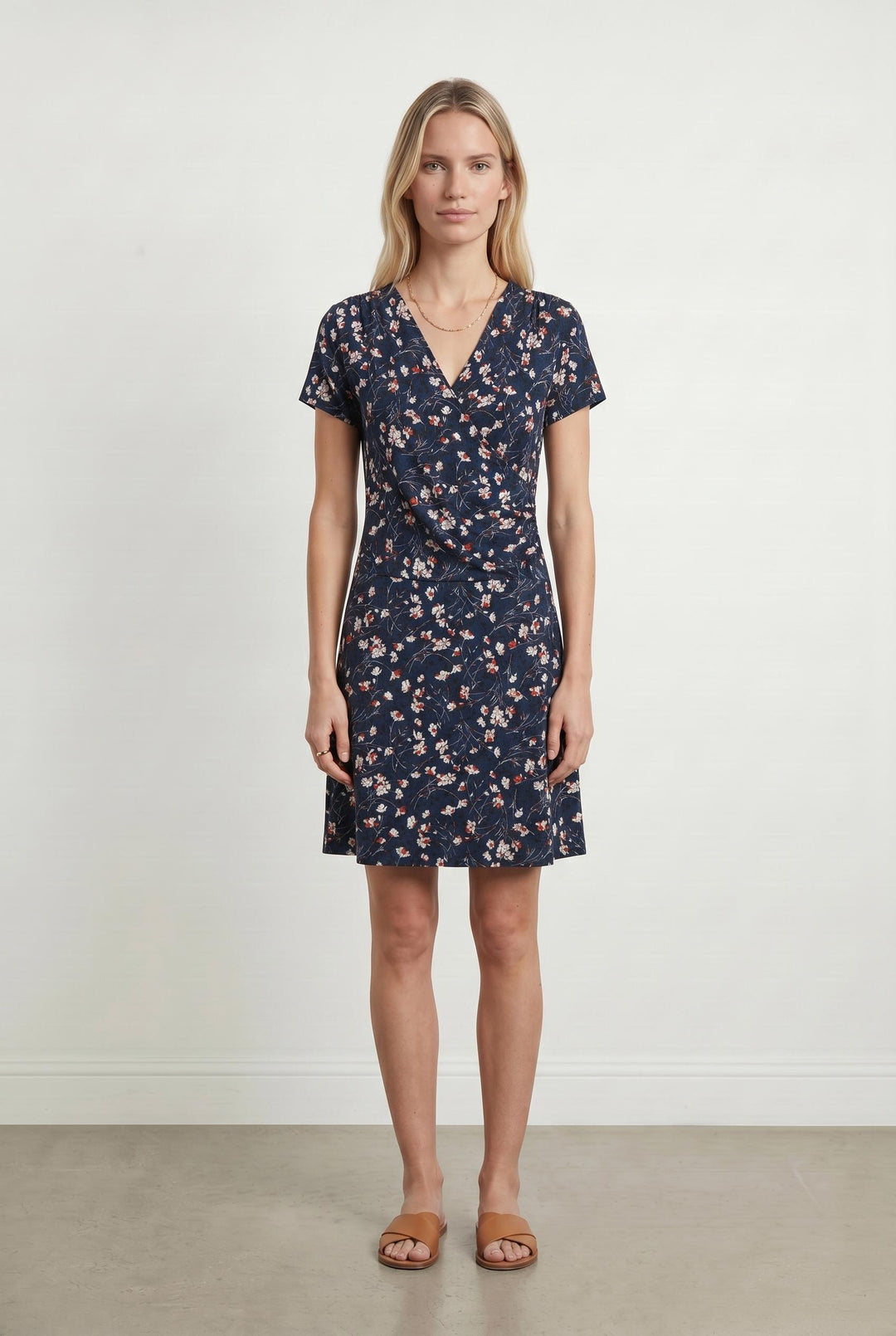 Robe Fleurie Bleu et Blanche - Taille S/36 de la marque La Fée Maraboutée | PARAD107080 - Vendu par Paradigme - Image 1