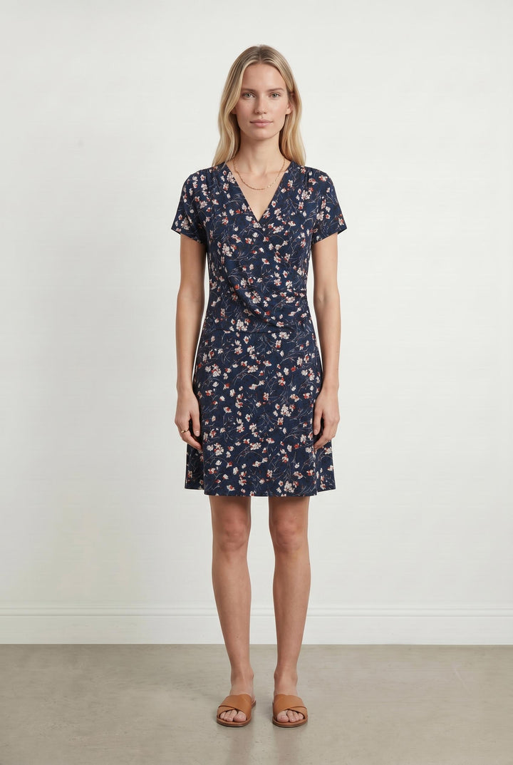 Robe Fleurie Bleu et Blanche - Taille S/36 de la marque La Fée Maraboutée | PARAD107080 - Vendu par Paradigme - Image 1