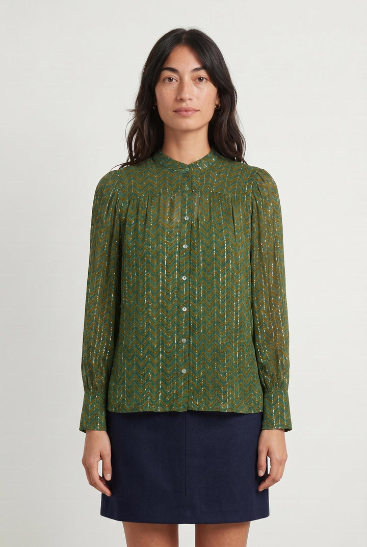 Blouse Verte et Orange - Taille XS/34 de la marque ba&sh | PARAD107090 - Vendu par Paradigme - Image 1