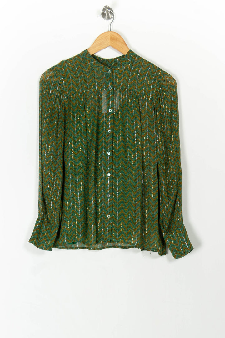 Blouse Verte et Orange - Taille XS/34 de la marque ba&sh | PARAD107090 - Vendu par Paradigme - Image 2