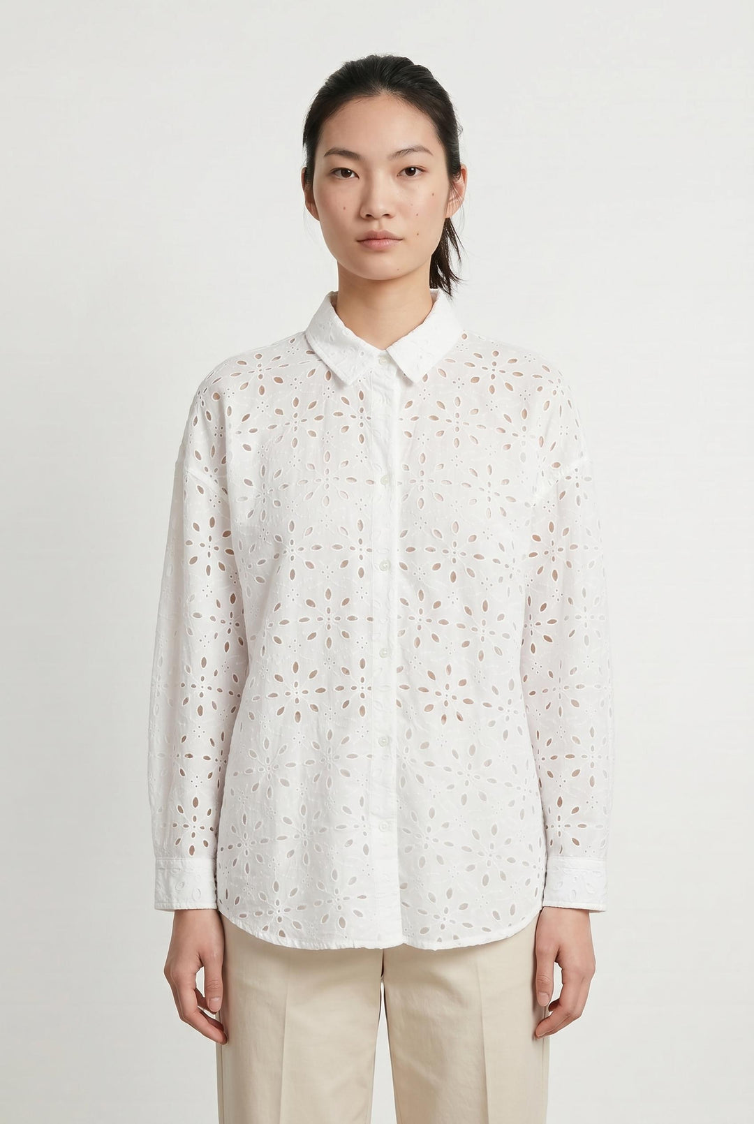 Chemise Brodée Blanche - Taille XS/34 de la marque IKKS | PARAD107095 - Vendu par Paradigme - Image 1