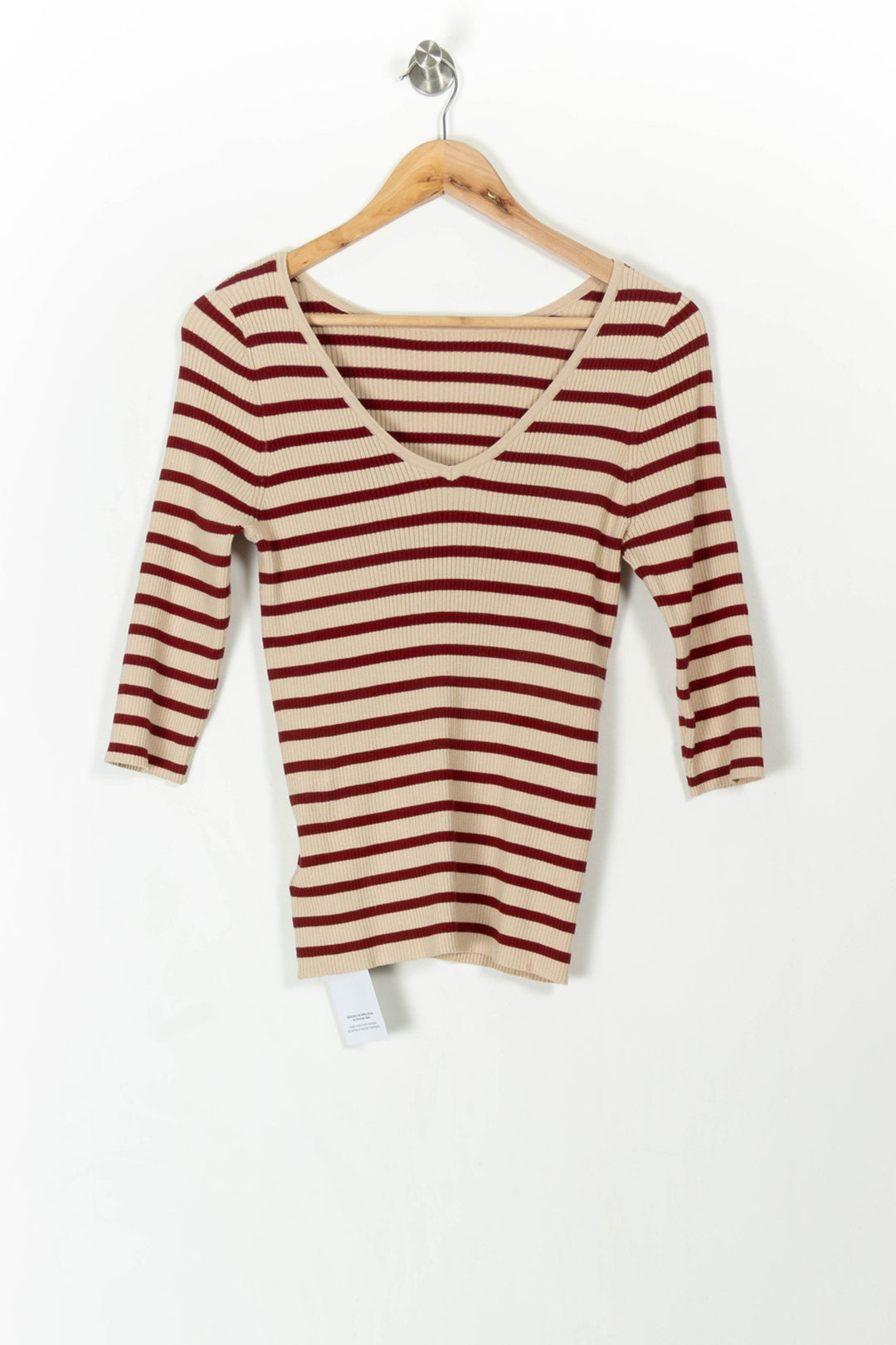 Pull Rayé Beige et Bordeaux - Taille M/38 de la marque Grace & Mila | PARAD107100 - Vendu par Paradigme - Image 4