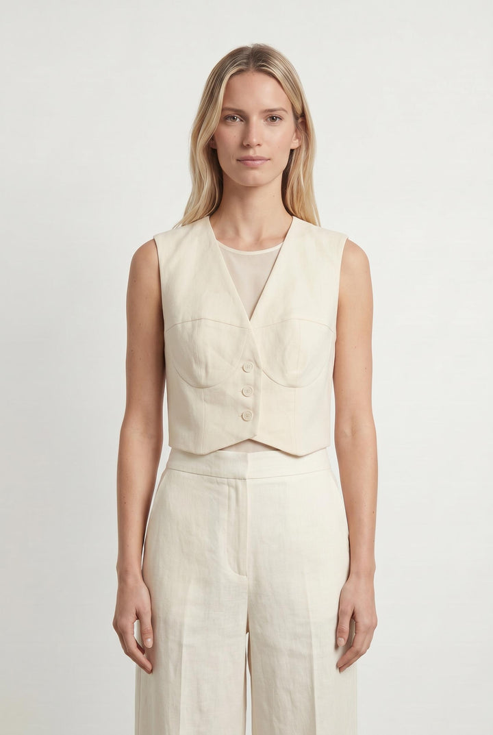 Gilet Beige - Taille S/36 de la marque Sandro | PARAD107112 - Vendu par Paradigme - Image 1