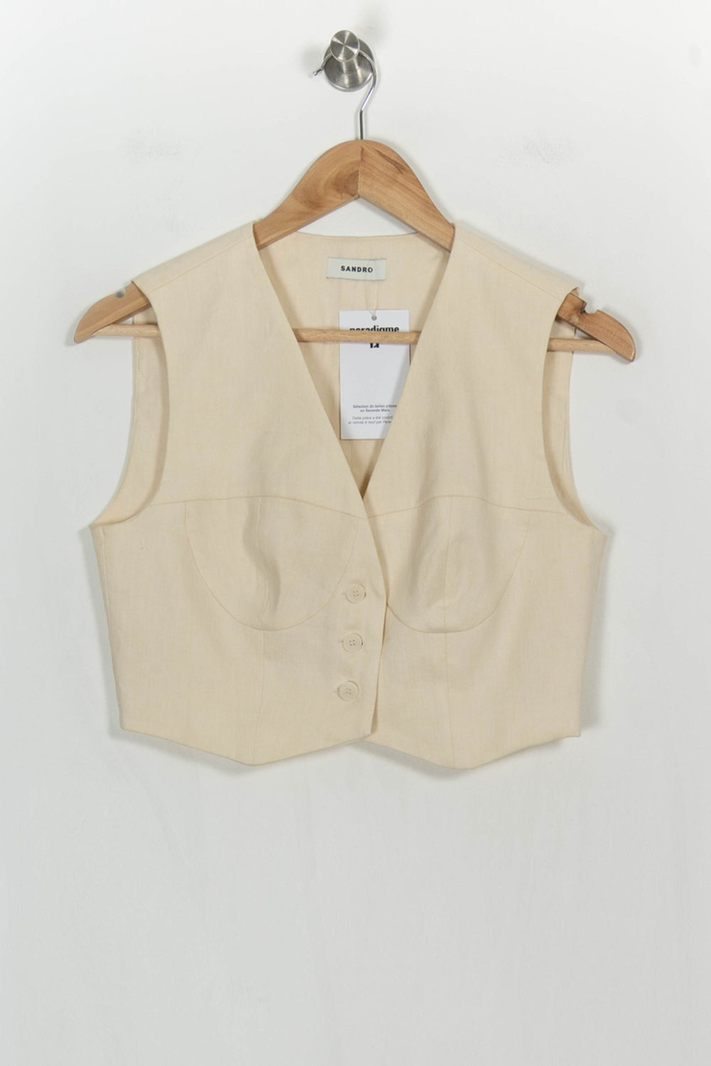 Gilet Beige - Taille S/36 de la marque Sandro | PARAD107112 - Vendu par Paradigme - Image 2