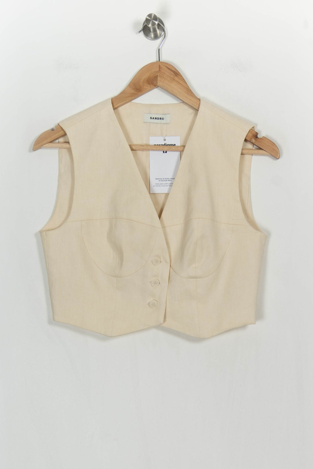Gilet Beige - Taille S/36 de la marque Sandro | PARAD107112 - Vendu par Paradigme - Image 2