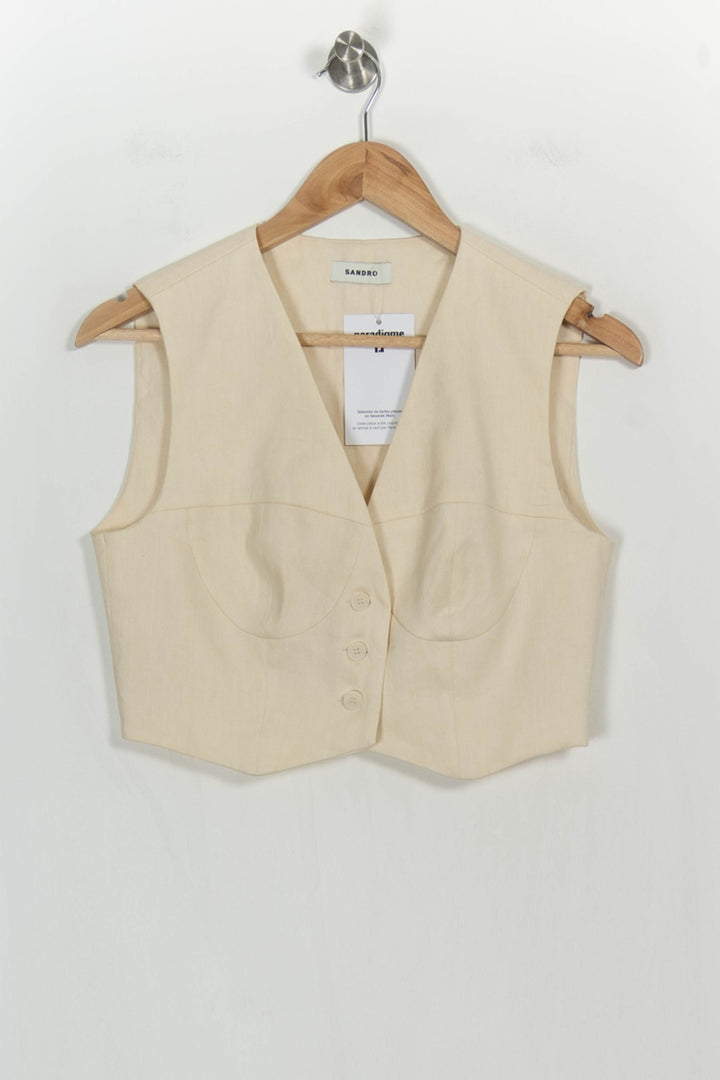 Gilet Beige - Taille S/36 de la marque Sandro | PARAD107112 - Vendu par Paradigme - Image 2