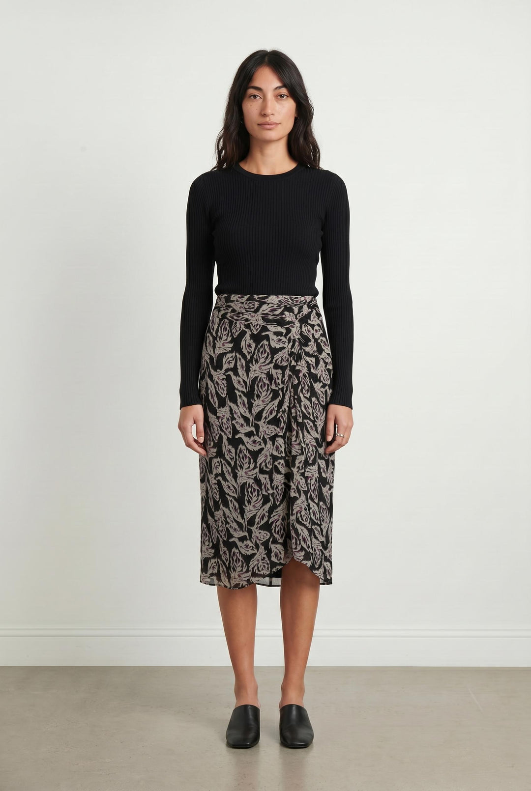 Jupe Midi Noire et Grise - Taille S/36 de la marque ba&sh | PARAD107114 - Vendu par Paradigme - Image 1