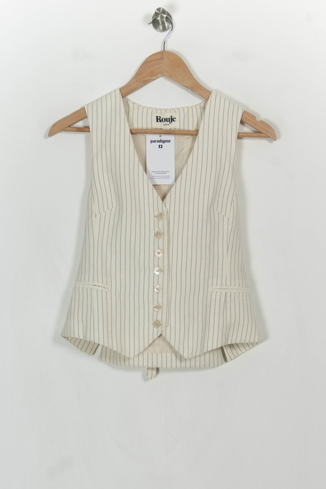Gilet Beige à Rayures - Taille L/40 de la marque Rouje | PARAD107115 - Vendu par Paradigme - Image 2