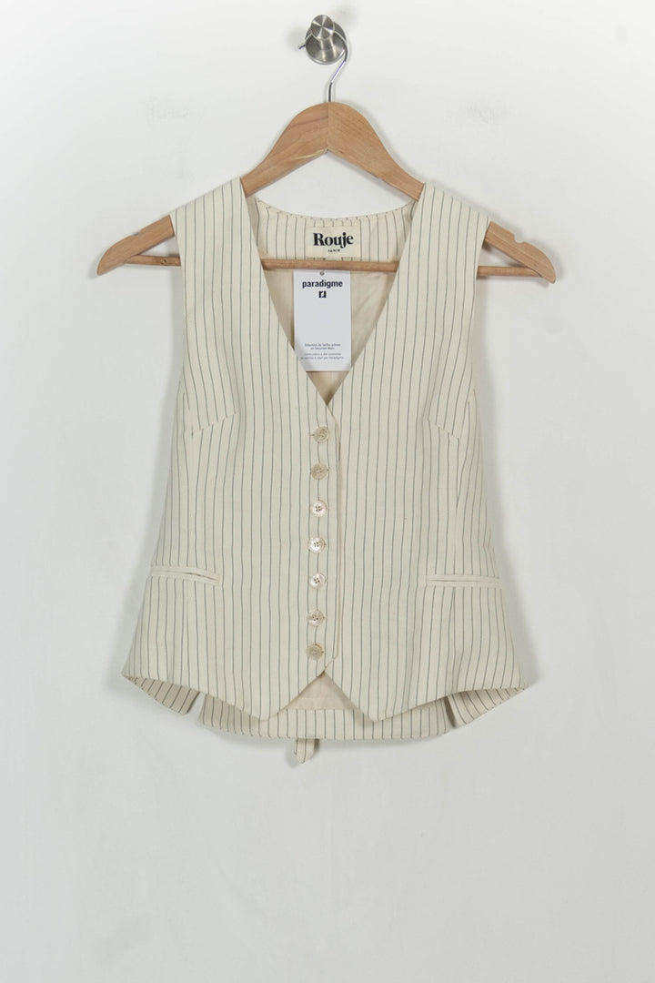 Gilet Beige à Rayures - Taille L/40 de la marque Rouje | PARAD107115 - Vendu par Paradigme - Image 2