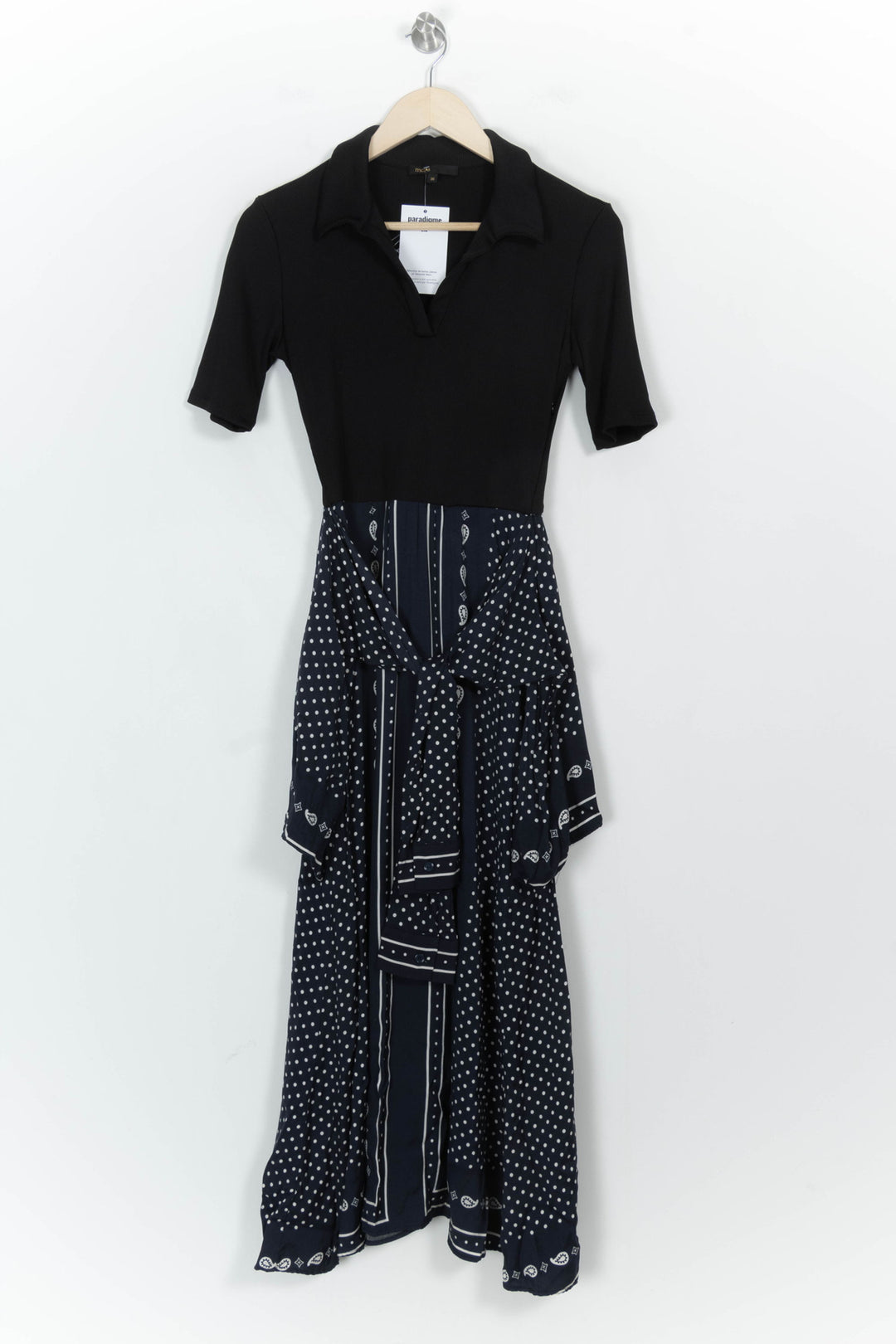Robe Longue Noire et Bleue - Taille S/36 de la marque Maje | PARAD107134 - Vendu par Paradigme - Image 2
