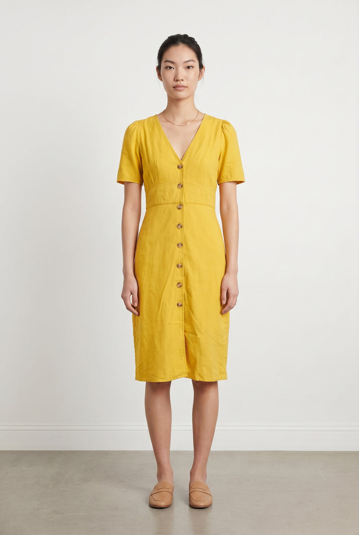 Robe Boutonnée Jaune - Taille S/36 de la marque Petite Mendigote | PARAD107145 - Vendu par Paradigme - Image 1