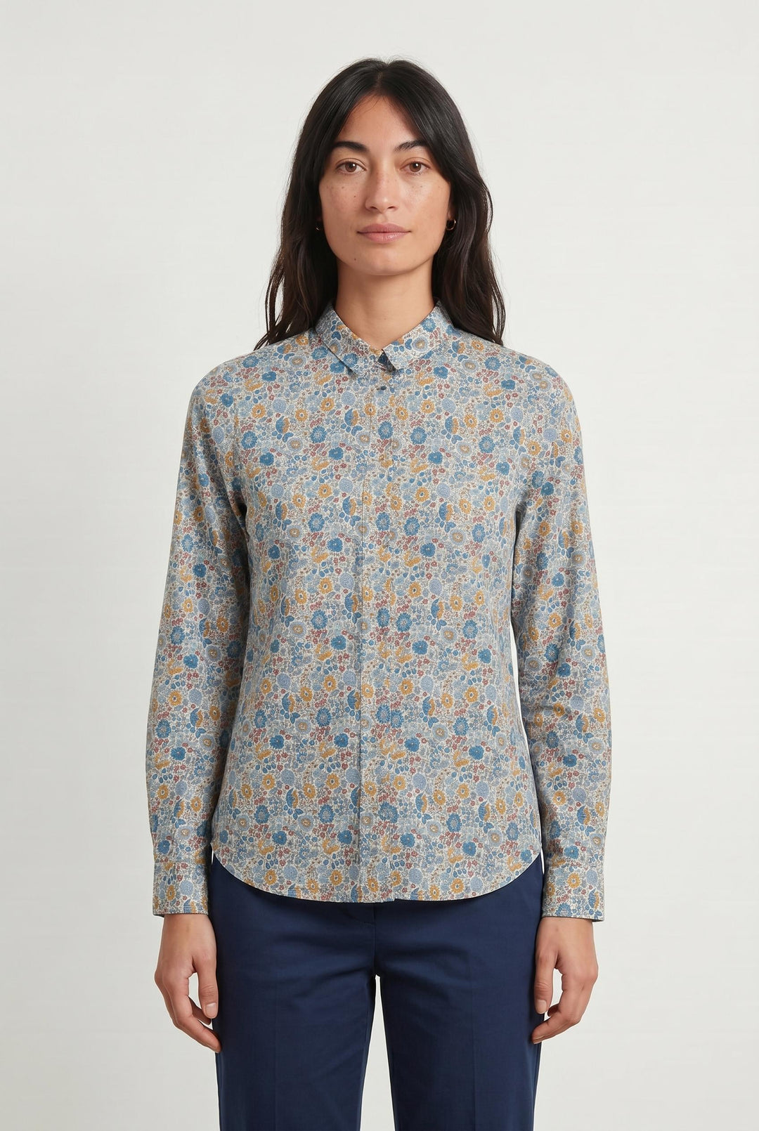 Chemise Fleurie Bleue et Jaune - Taille M/38 de la marque Sessùn | PARAD107177 - Vendu par Paradigme - Image 1