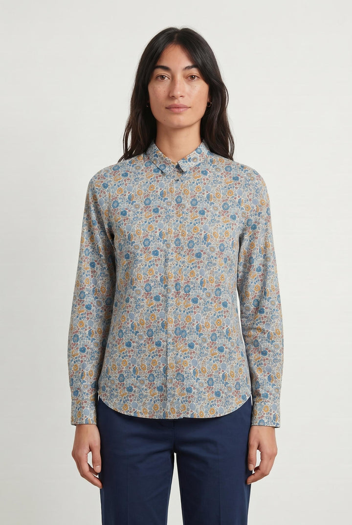 Chemise Fleurie Bleue et Jaune - Taille M/38 de la marque Sessùn | PARAD107177 - Vendu par Paradigme - Image 1