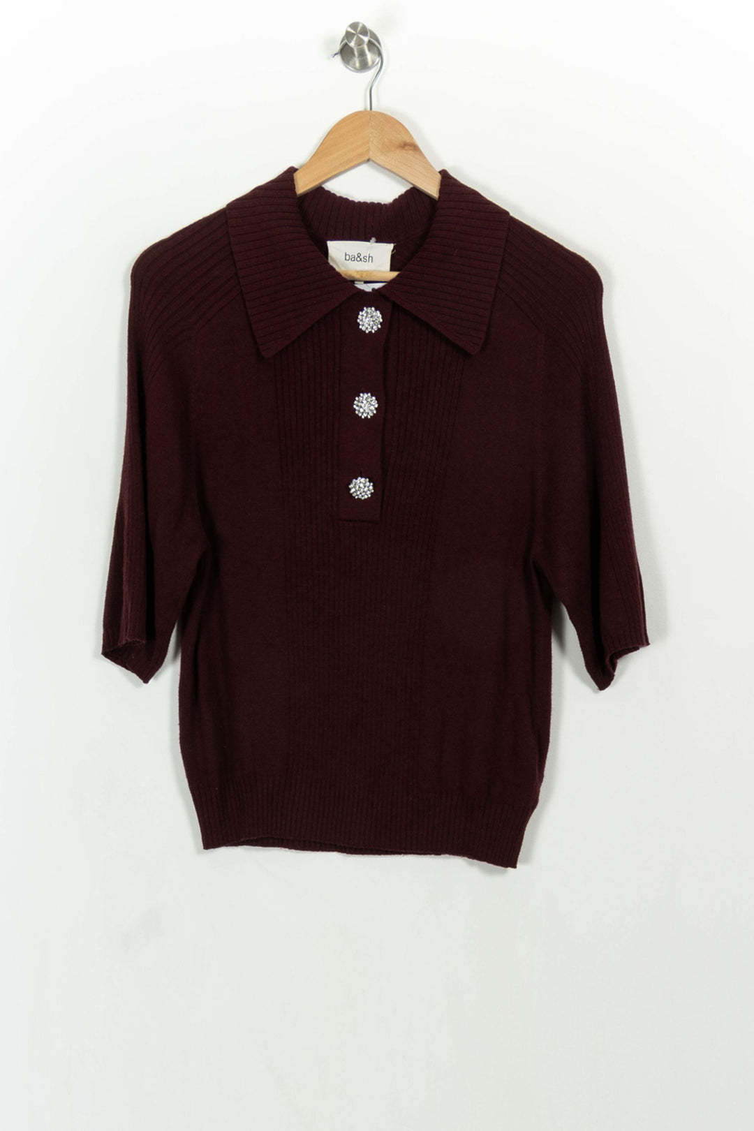 Polo Bordeaux - Taille S/36 de la marque ba&sh | PARAD107179 - Vendu par Paradigme - Image 2